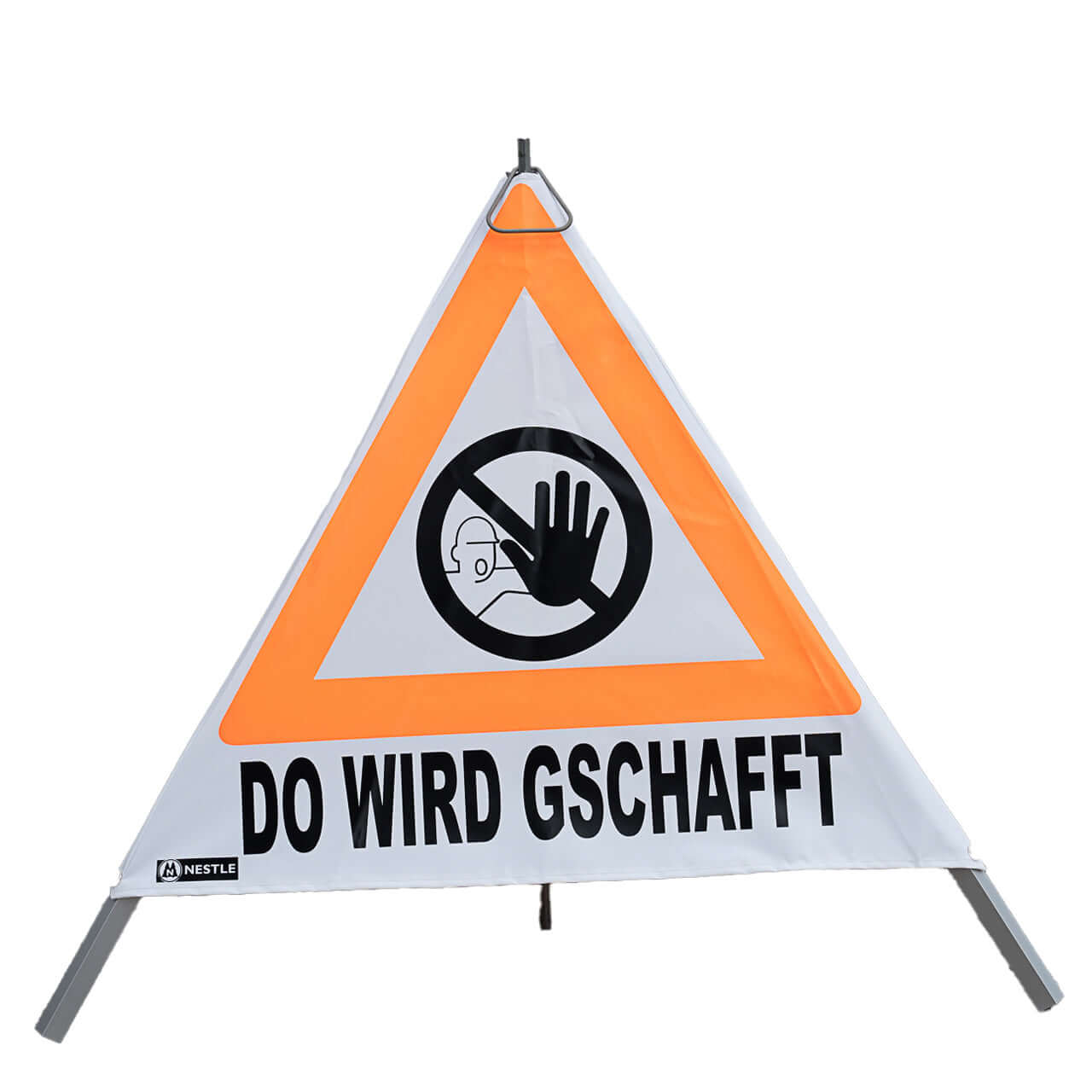 NESTLE Warnpyramide 70 cm, Schwaben-Edition, tagesleuchtend weiß, mit Mittelfuß NESTLE Warnpyramide 70 cm, Schwaben-Edition, tagesleuchtend weiß, mit Mittelfuß